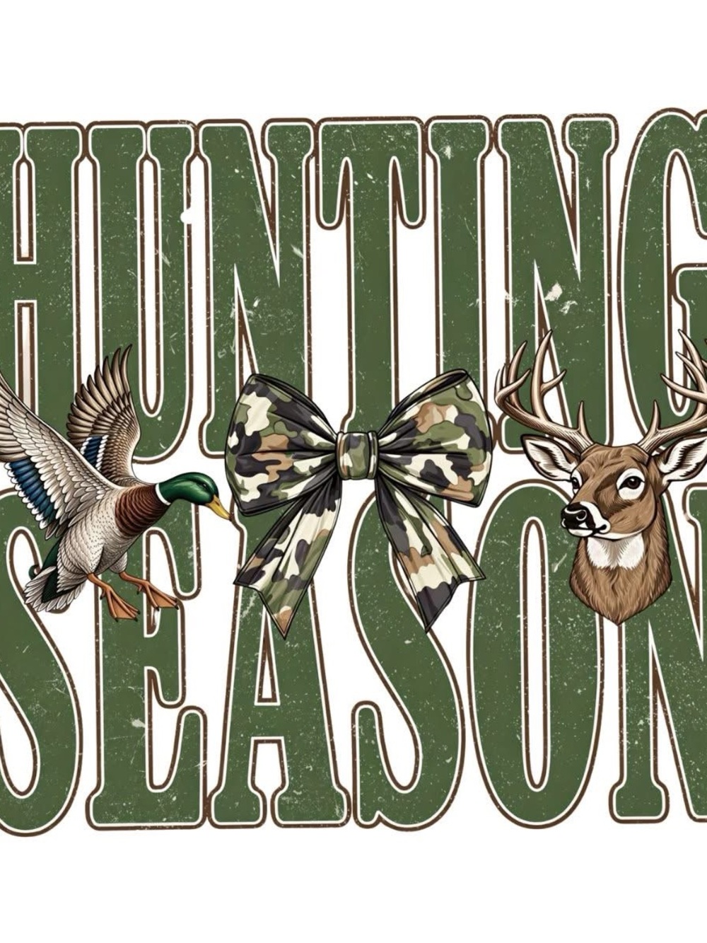 Hunting Season Green Camo Bow DTF transfer